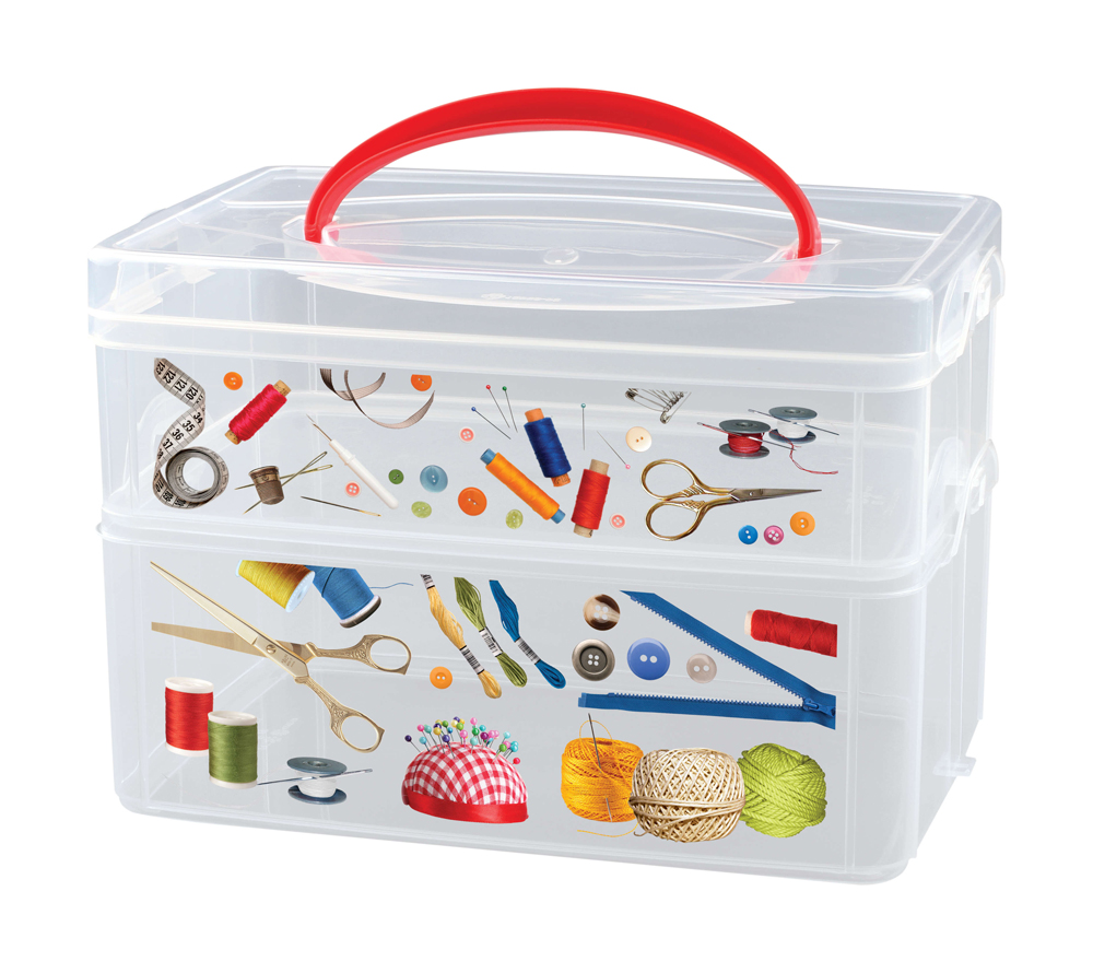 Коробка универс. с ручкой и декором "multi box" 2 секции, 245*160*165 мм (1/9) "бытпласт"