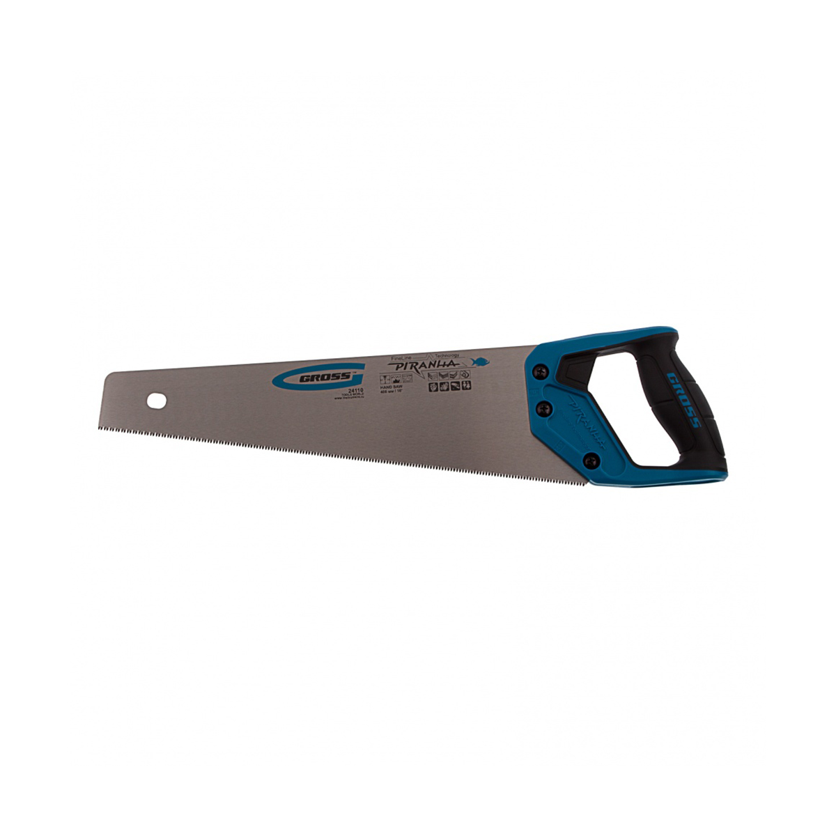 Ножовка по дереву "piranha" 400 мм 11-12 tpi, 3d-заточка, двухкомп. рукоятка (1/48) "gross"