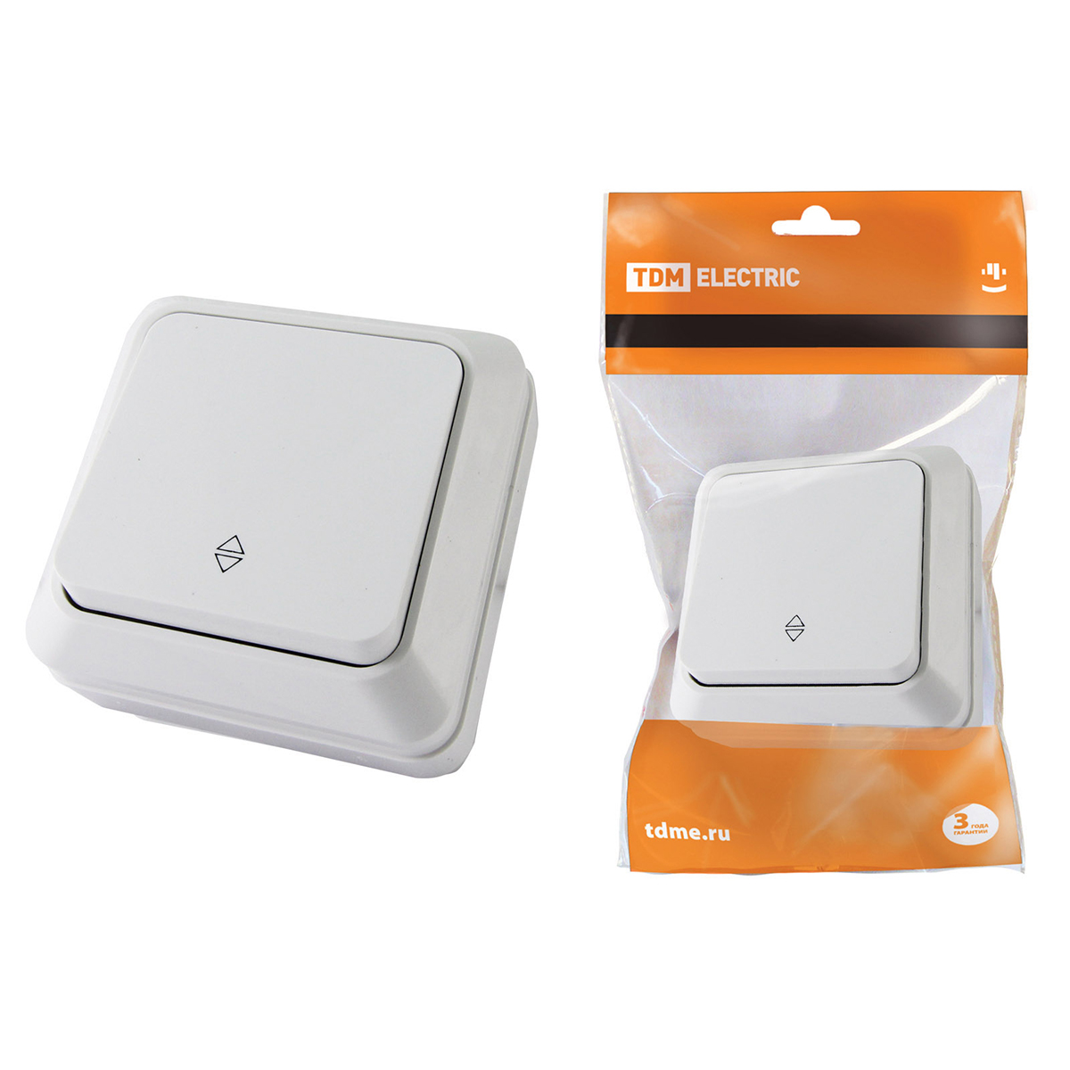 Выключатель проходной 1 кл. открыт. уст. ip20 10а "ладога" белый (1/10/100) tdm sq1801-0005