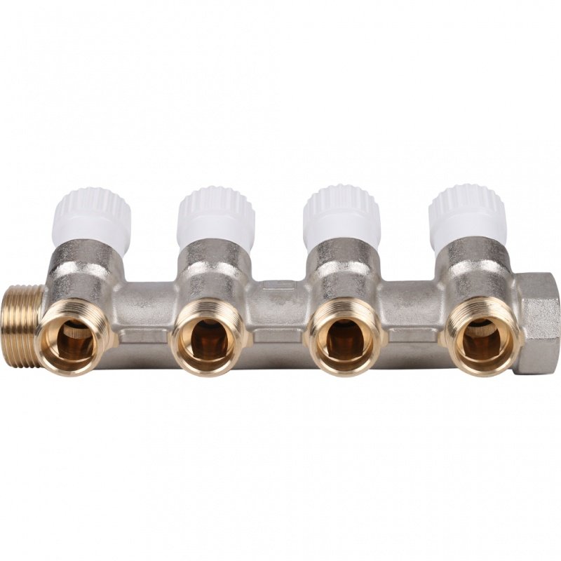 Коллектор 3/4" STOUT с вентилями на 4 выхода 1/2"