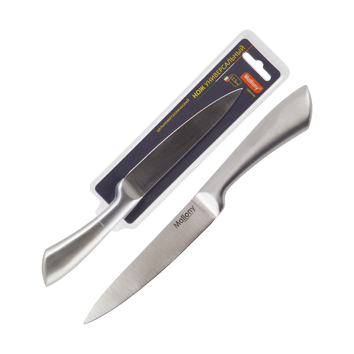 Нож универсальный "maestro" 12,5 см цельнометаллический (1/12/72) "mallony" mal-04m