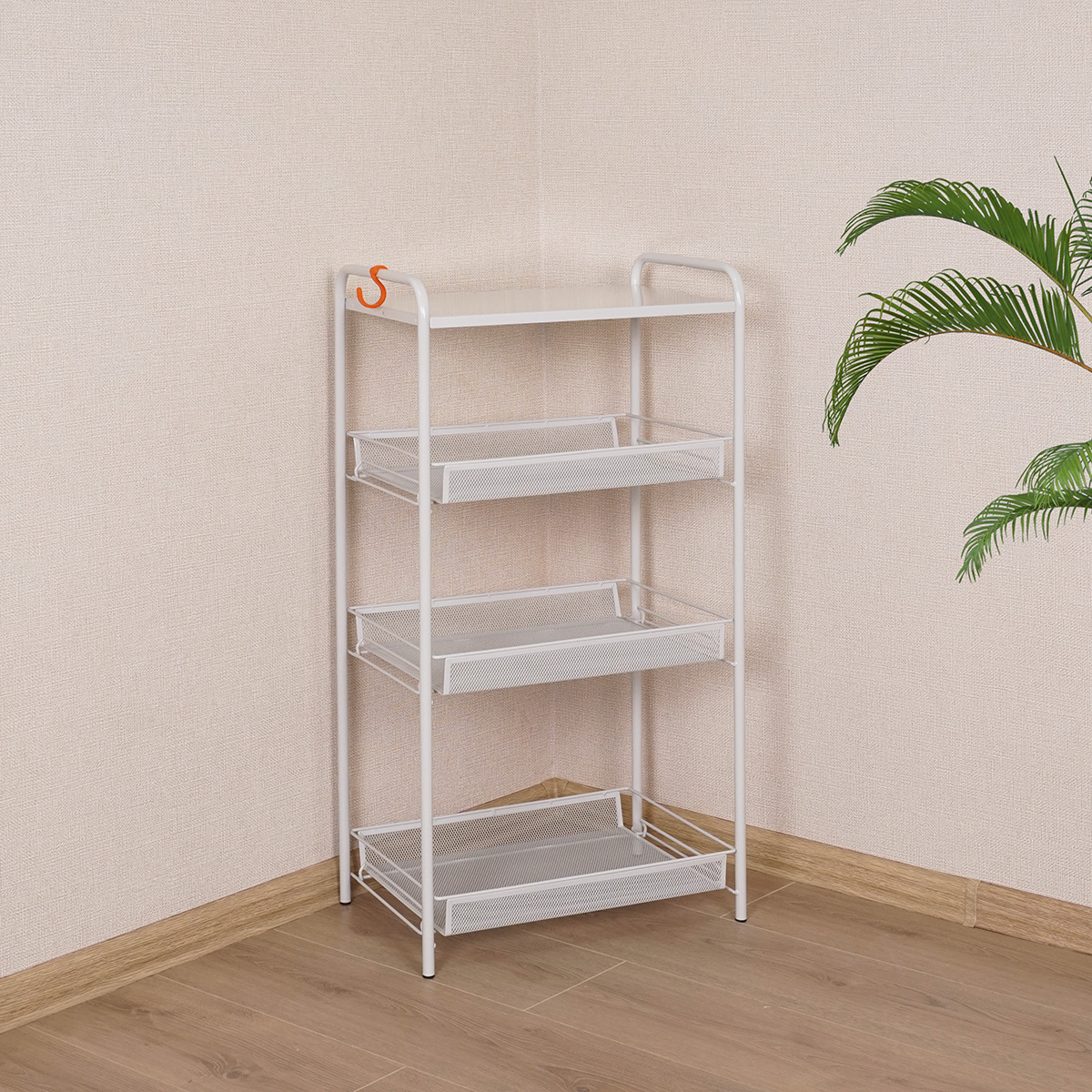 Этажерка "ладья 34с" 3 корзины + полка (300*450*840 мм) серый (1) э 558 с