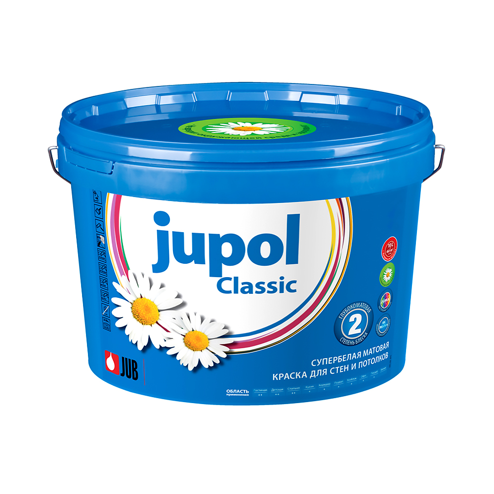 Краска в/д  "jupol classic"  для стен и потолков  2 л (1/8/192) супербелая матовая "jub"