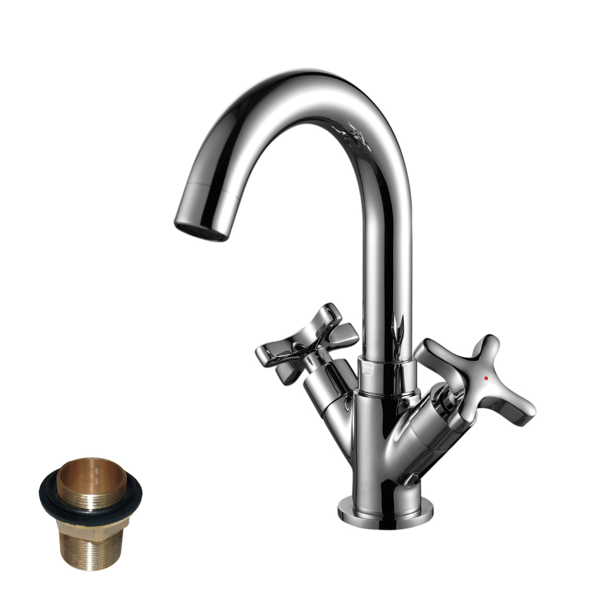 Смеситель для умывальника  rs39-62u  поворотн. излив, двухвентильный (1/12) "rossinka"