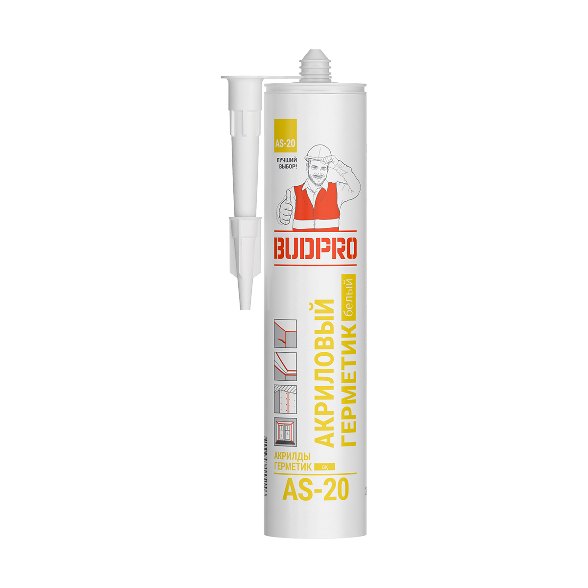Герметик акриловый "budpro as-20" 240 мл белый (12)