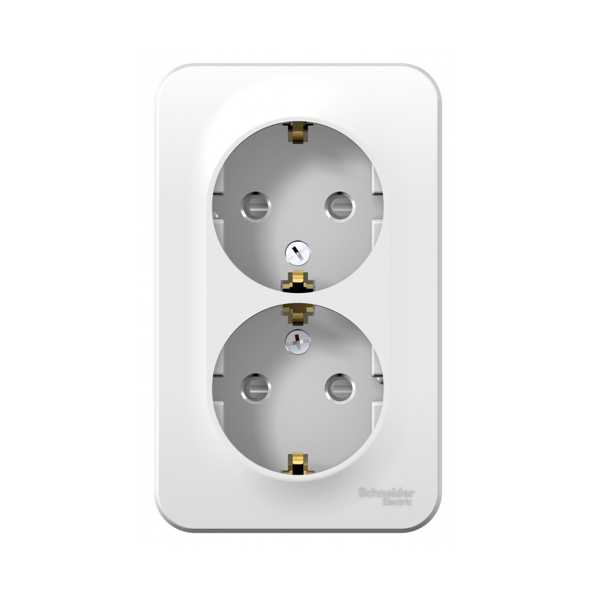 Розетка открыт. уст. "blanca" 2-х местн. с заземл, с шторками 16а, белый (1/8/48) "schneider"