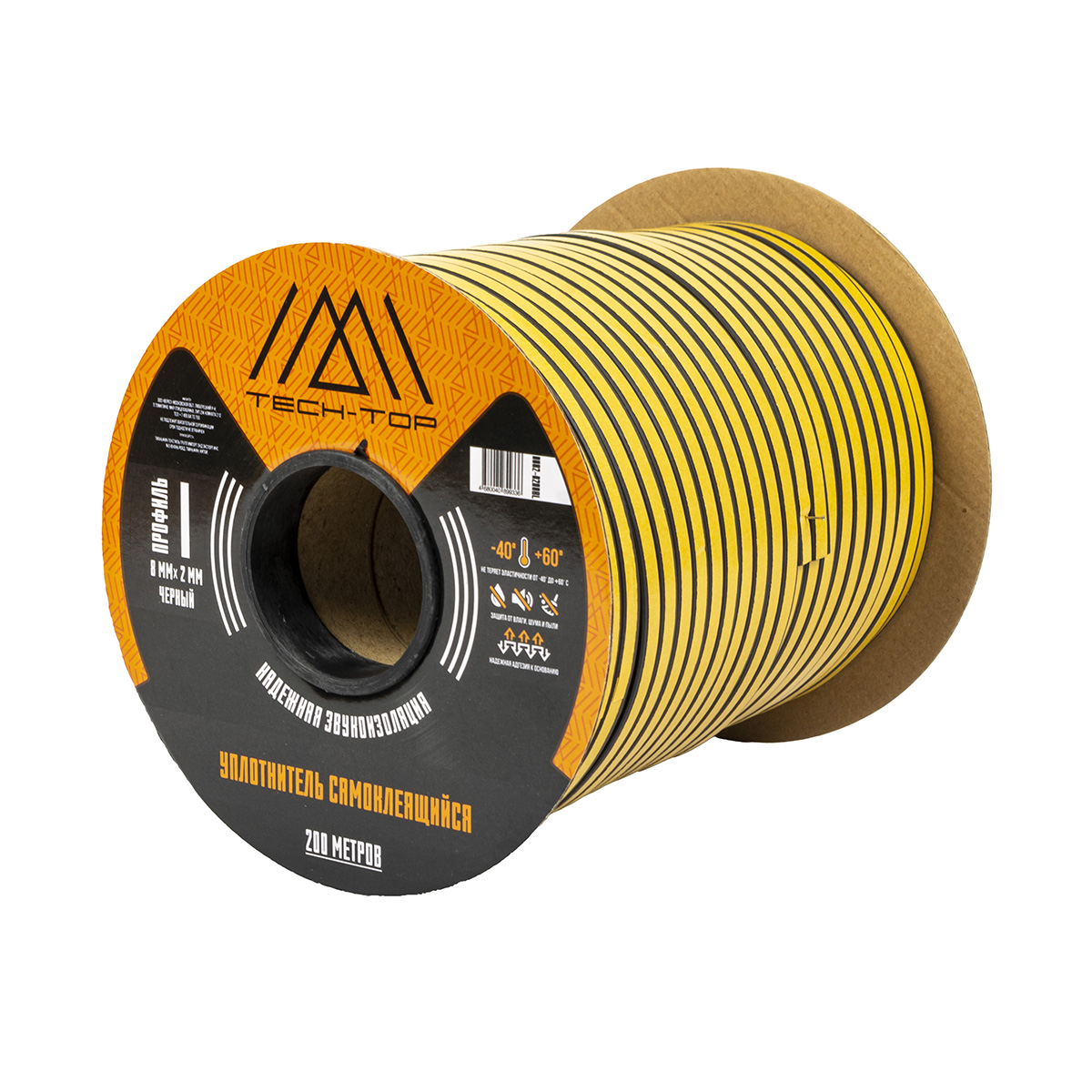 Уплотнитель i  8 х 2 мм черный  бухта 200 м (1/8) "tech-top"