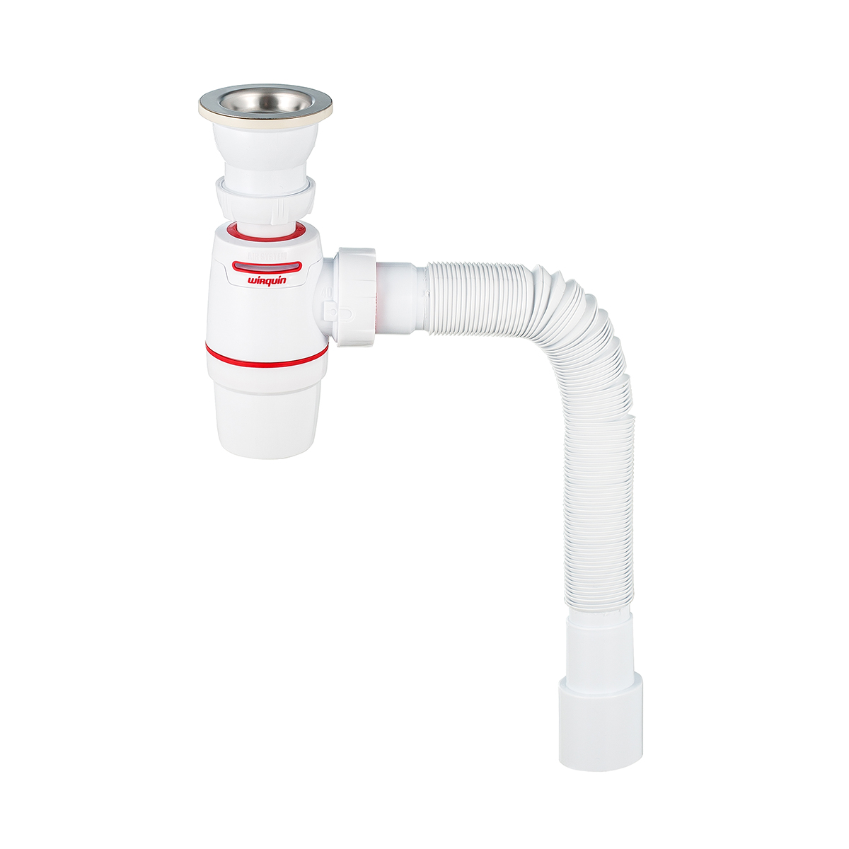 Сифон "neo air" с выпуском 1 1/2" х 40 мм и гофротрубой 800 мм, 40х40/50 мм (1/35) "wirquin"