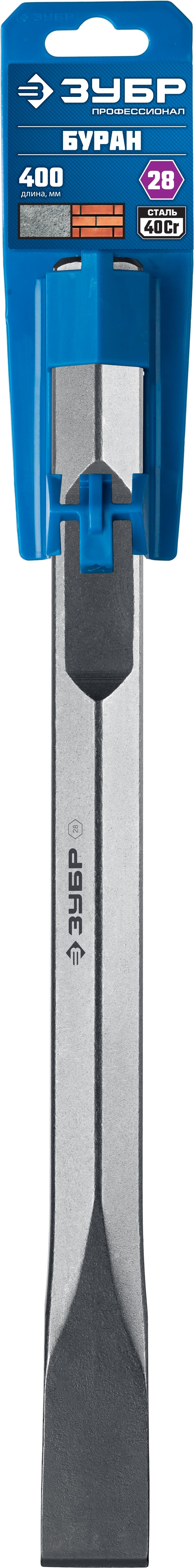 ЗУБР БУРАН, 35 х 400 мм, HEX 28, плоское зубило (29372-35-400)