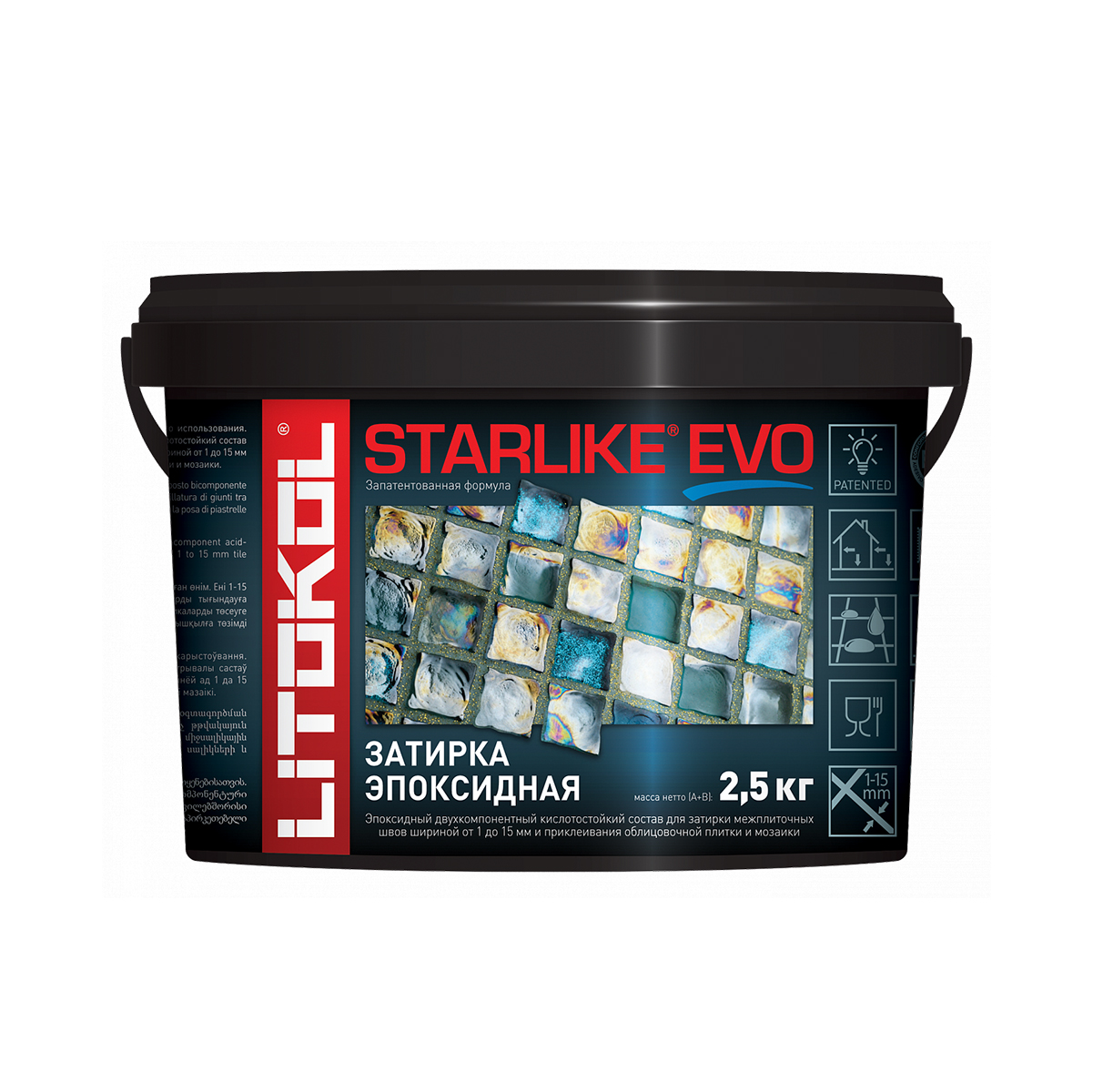 Затирка эпоксидная 2-х комп. "starlike evo" s.105 bianco titanio, ведро 2,5 кг (1) litokol