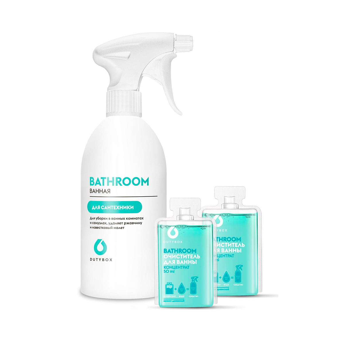 Очиститель керамики и сантехники (флакон+2 капсулы) (1/8) "dutybox"
