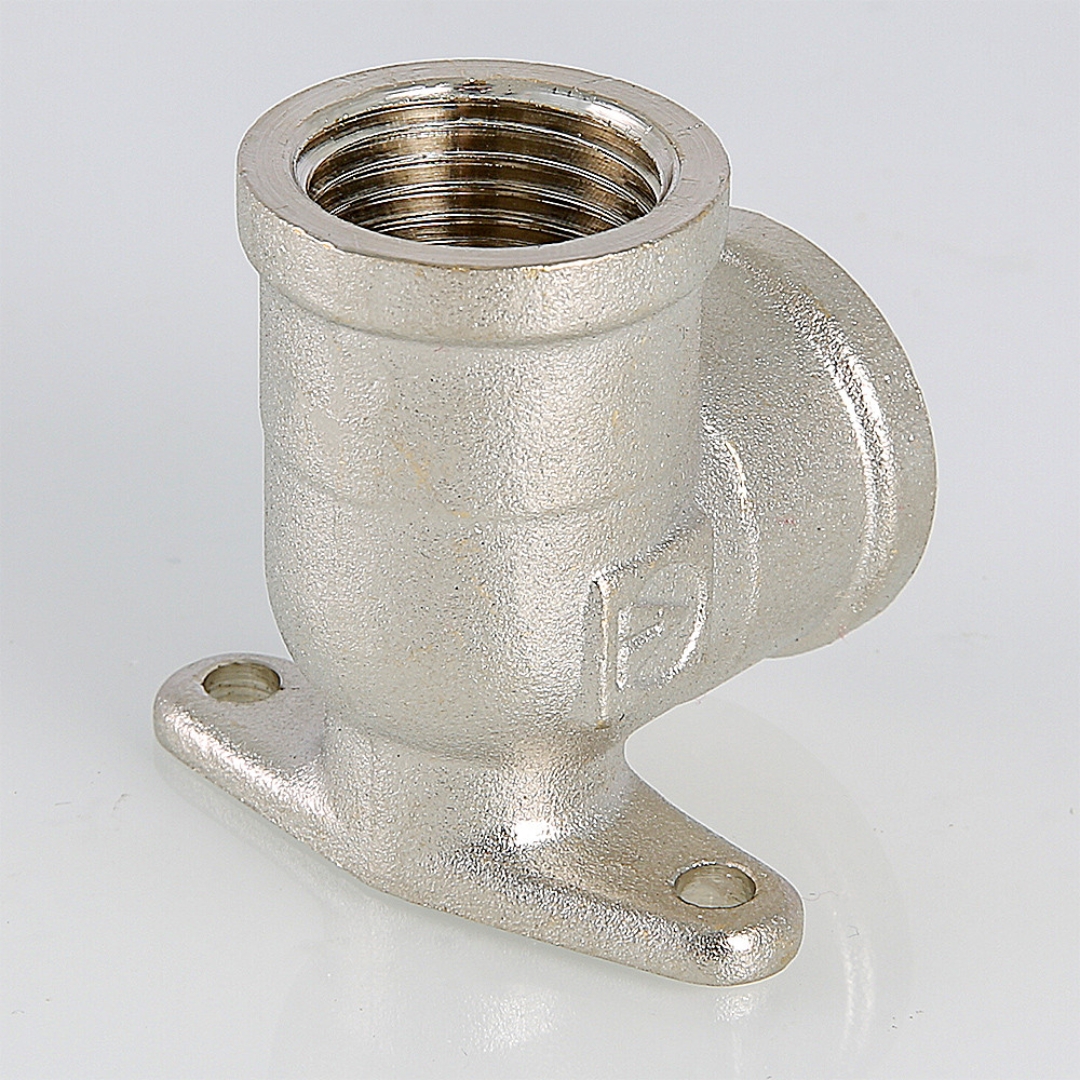 Угол 90° резьбовой 1/2" с креплением (водорозетка) (ВР) латунь-никель VALTEC (VTr.751.N.0004)