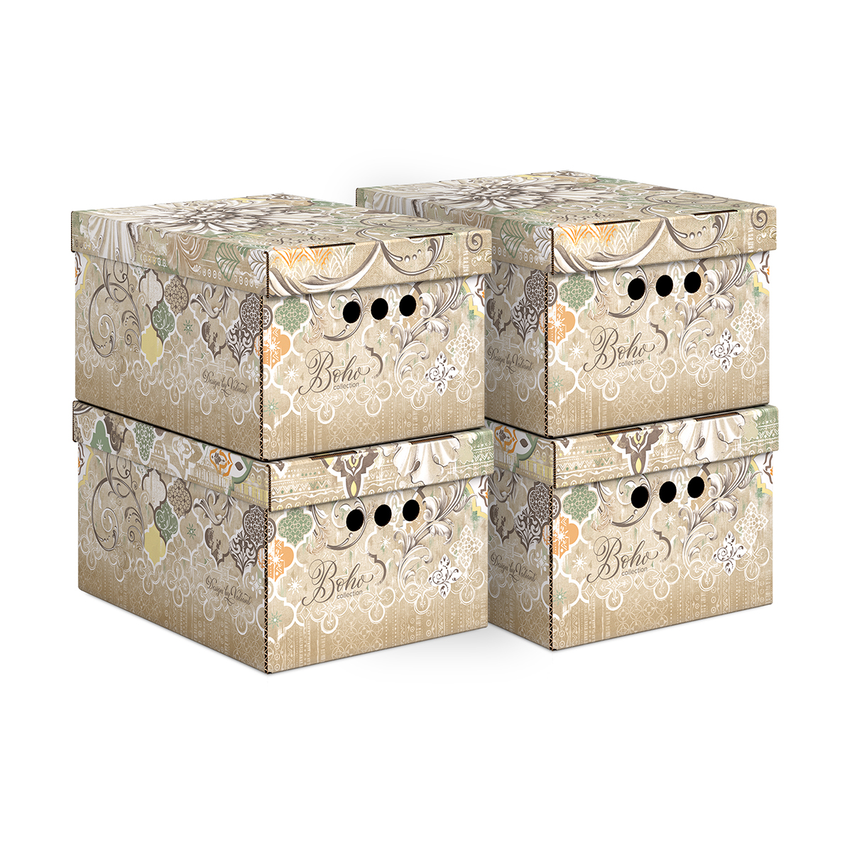 Короб для хранения "boho beige" 25*33*18,5 см (набор 4 шт.) (1/11) "valiant" bh-bctn-bg-4s