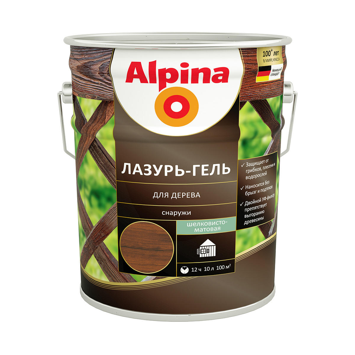 Лазурь-гель деревозащитная палисандр 10 л (1) "alpina"