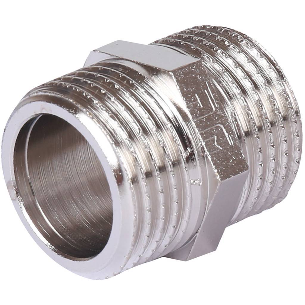 Ниппель резьбовой НР 1/2" x 1/2" никель TIEMME