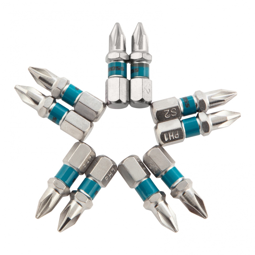 Набор бит РН1 х 25, сталь S2, 10 шт. Gross (11329)