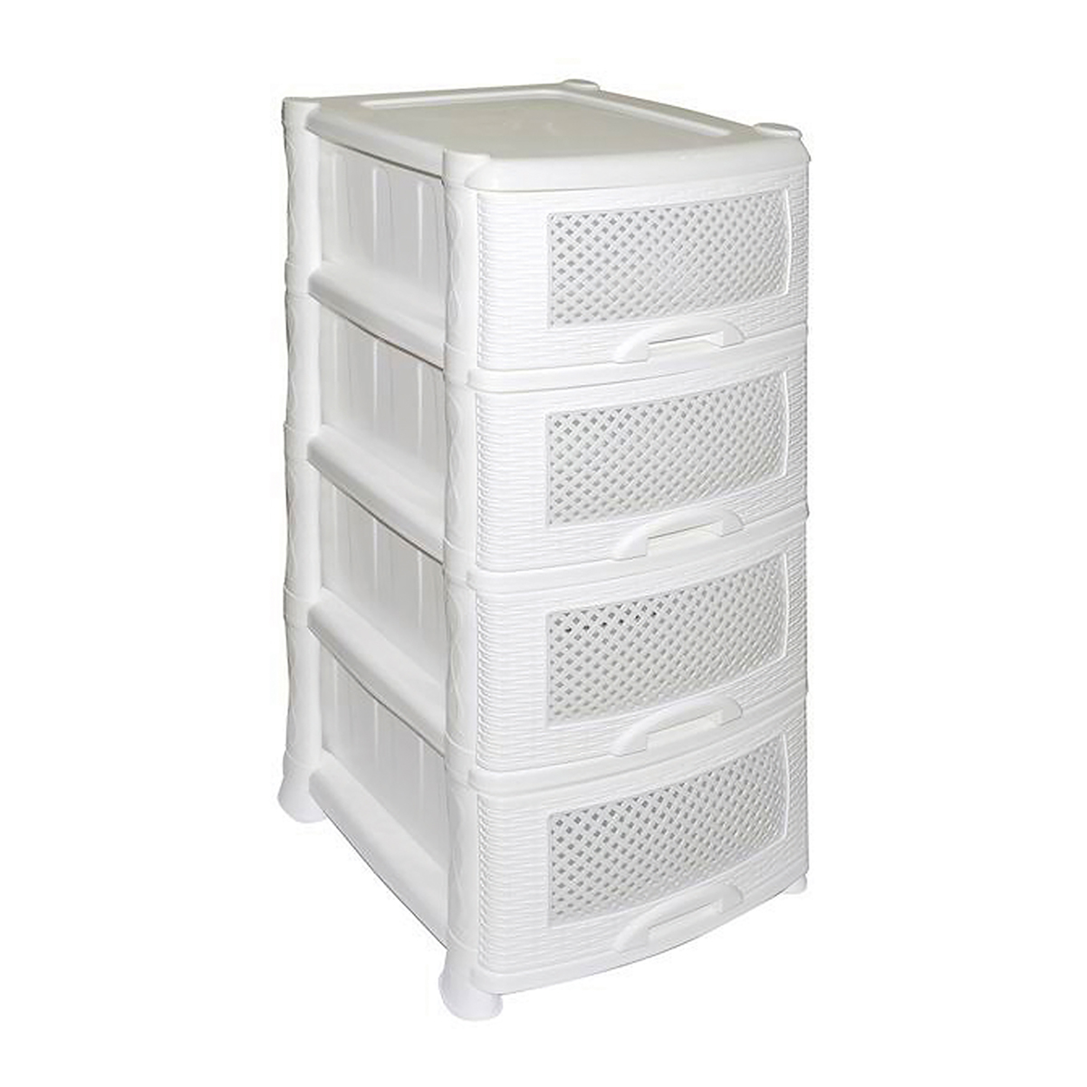 Комод "плетенка"  4-х секцион. (белый) (1) "виолет"