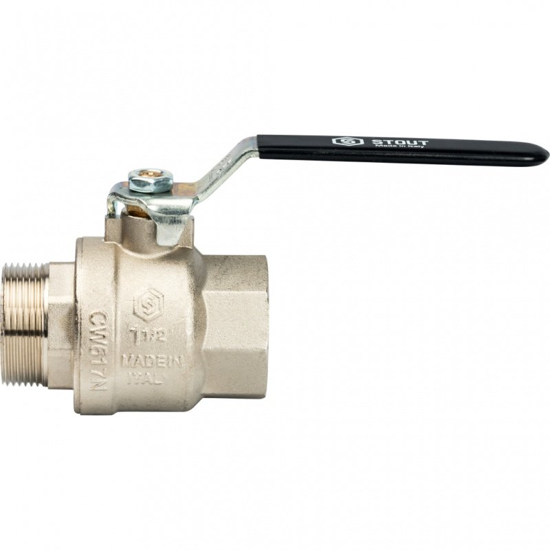 Кран шаровый STOUT ВН 1"1/2 полнопроходной, рычаг