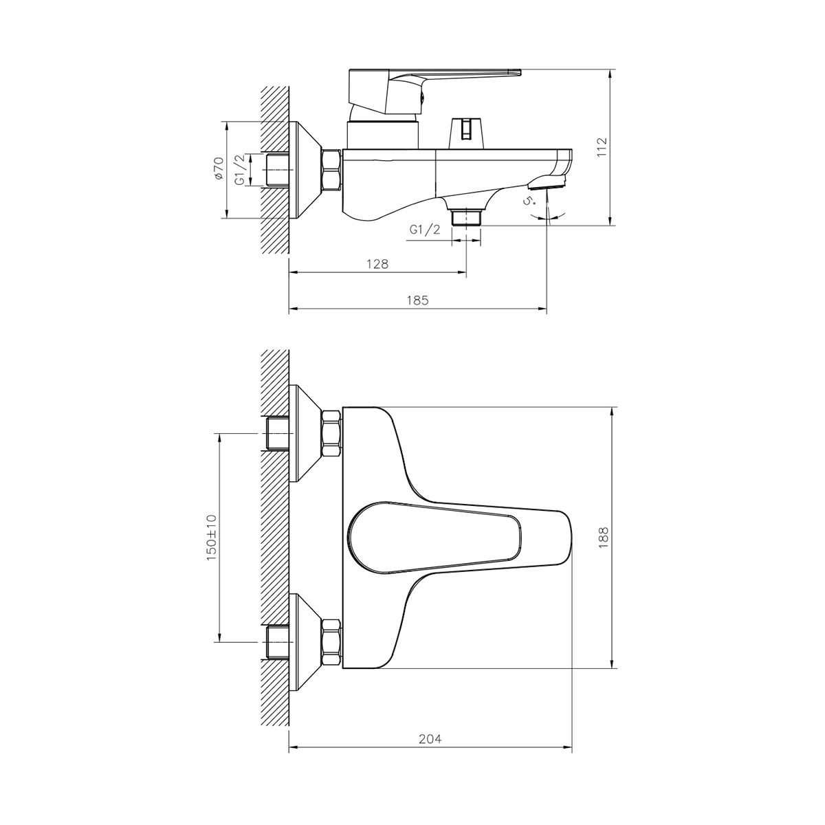 Смеситель для ванн dr72036 (1/12) "decoroom"