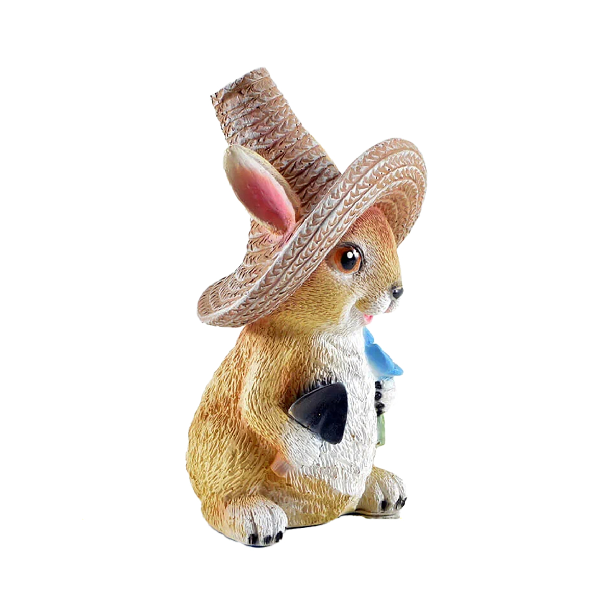 Фигурка садовая "зайка в шляпе с лопаткой и цветком" (1/16) "сказка" jng410