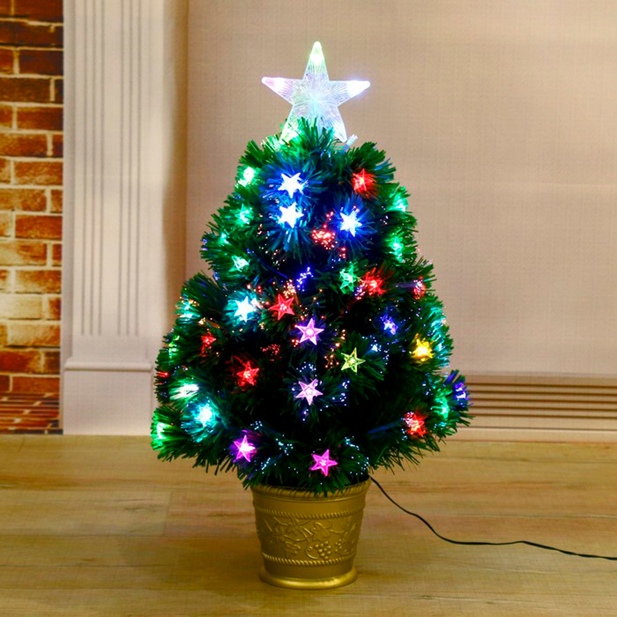 Ель декор. фиброоптич. t797v12-60  60 см, 55 веток (зеленая) "зимнее волшебство" 703961