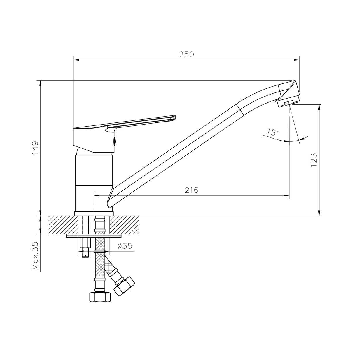 Смеситель для кухни dr22018 поворотн. излив (1/12) "decoroom"