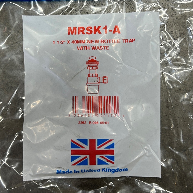 Сифон McALPINE бутылочный 1 1/2" х 32 мм с вып. 70 мм и пробкой, выход 40 мм компрес.