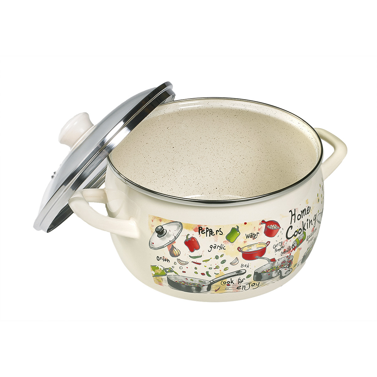 Кастрюля эмалиров. "гурман" 2,4 л, 16 см стекл. крышка (1/8) "metrot"