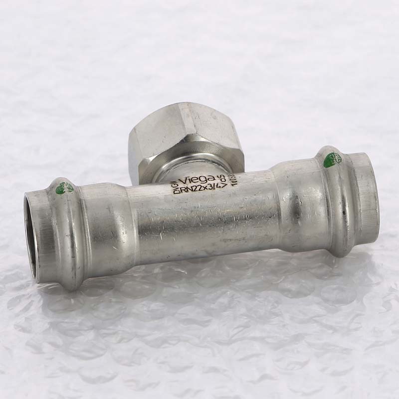 Тройник пресс-В 22х3/4"х22 нержавеющая сталь Sanpress Inox VIEGA