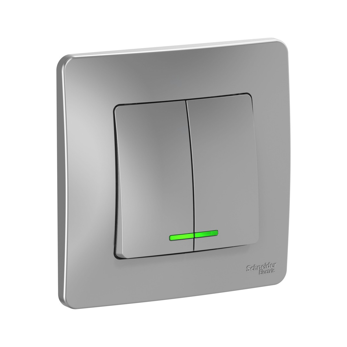 Выключатель "blanca" 2-х кл. с индикатором 10а, алюминий (1/10/20) "schneider"