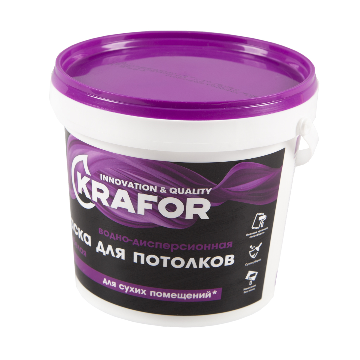 Краска в/д  для потолков супербелая  1,5 кг (1/6) "krafor"   (фиолет.)