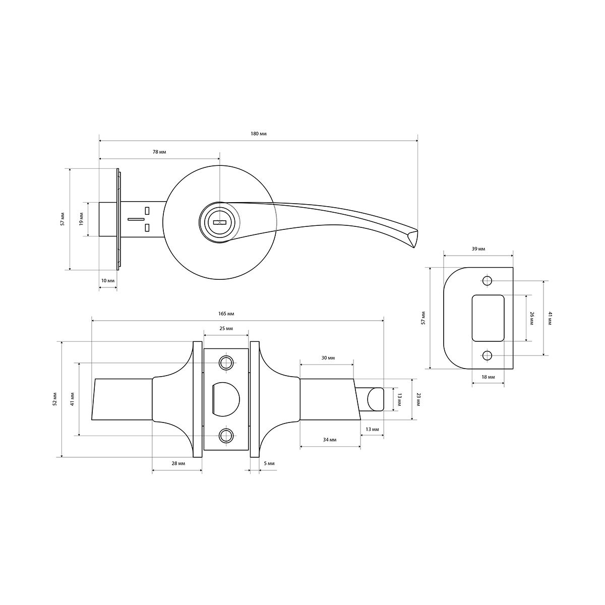 Защелка дверная 8901 bk bl (фиксатор) черная (1/20) "стандарт"