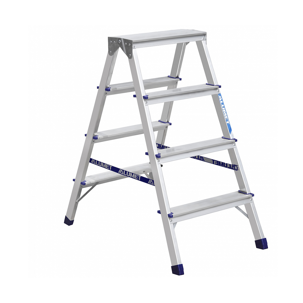 Стремянка двухсторонняя алюминиевая 4 ступени (1) "алюмет"