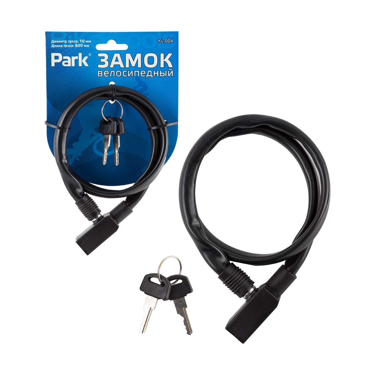 Замок велосипедный "park" 60 см, трос 10 мм (1/20/200)