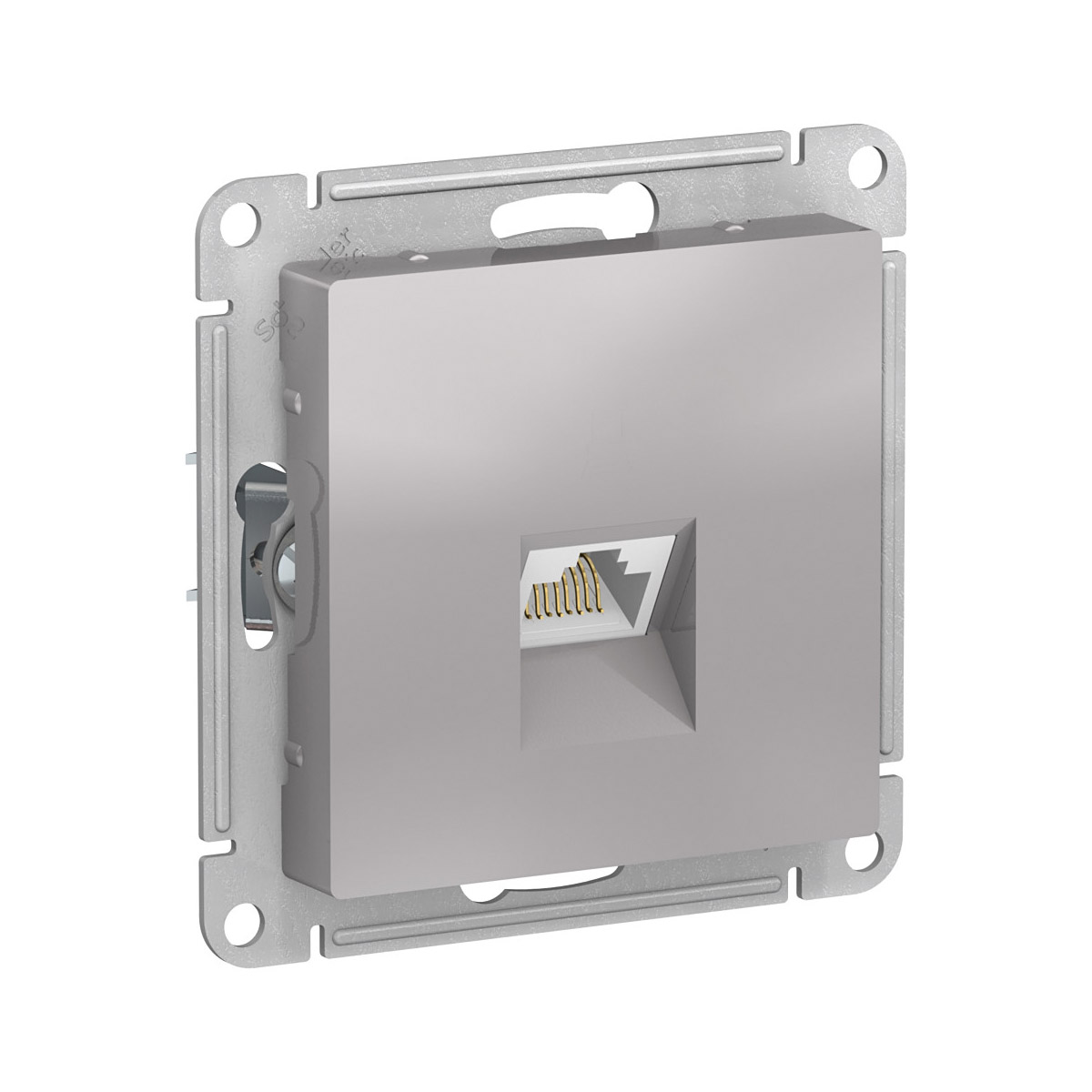 Розетка компьютерная "atlasdesign" 1 местн. rj45 (механизм) алюминий (1/10/60) "schneider"