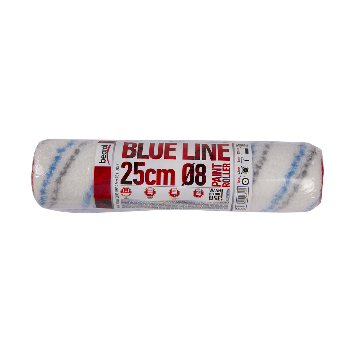 Валик запасной полиамид "blue line"  d45/250 мм (ворс 12 мм) бюгель 8 мм (1/70) "beorol"
