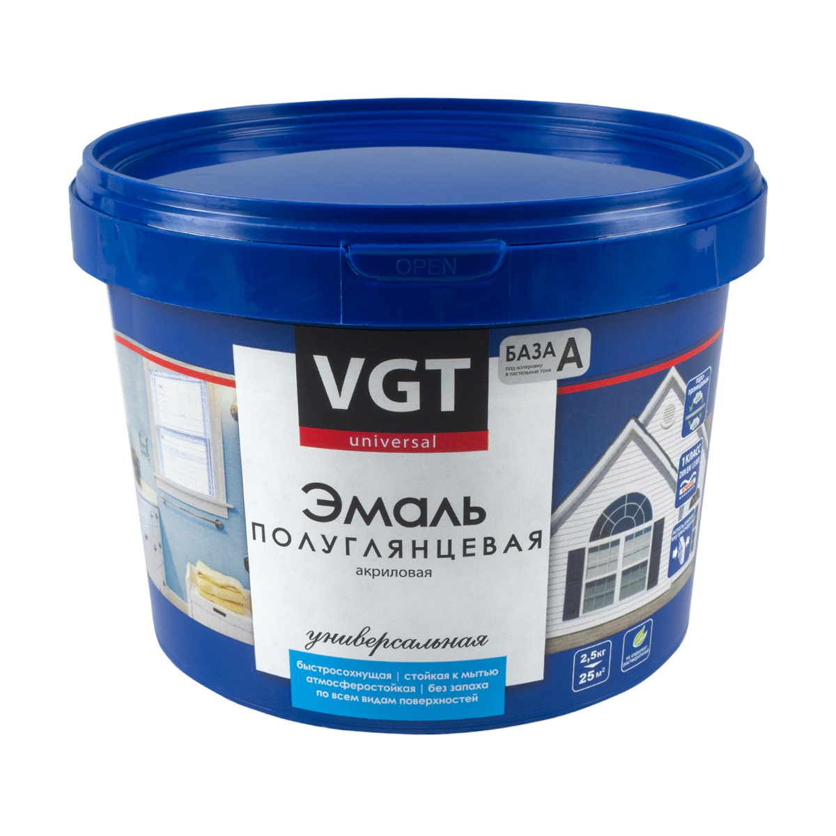 Эмаль вд-ак-1179  универсал.  полуглянц. база а супербелая  2,5 кг (4) "вгт"