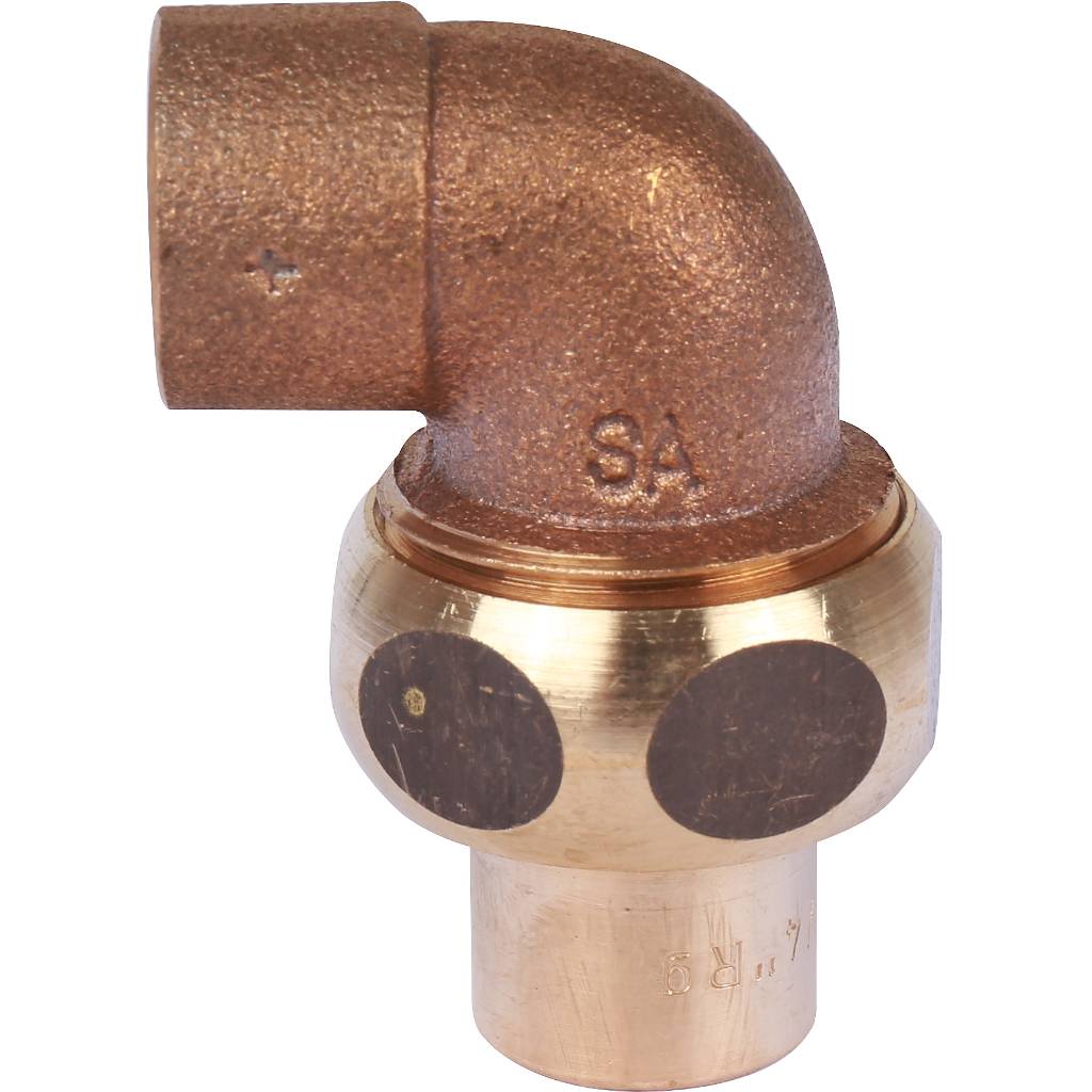 Сгон угловой 15 мм самоуплотняющийся SANHA под пайку бронзовый