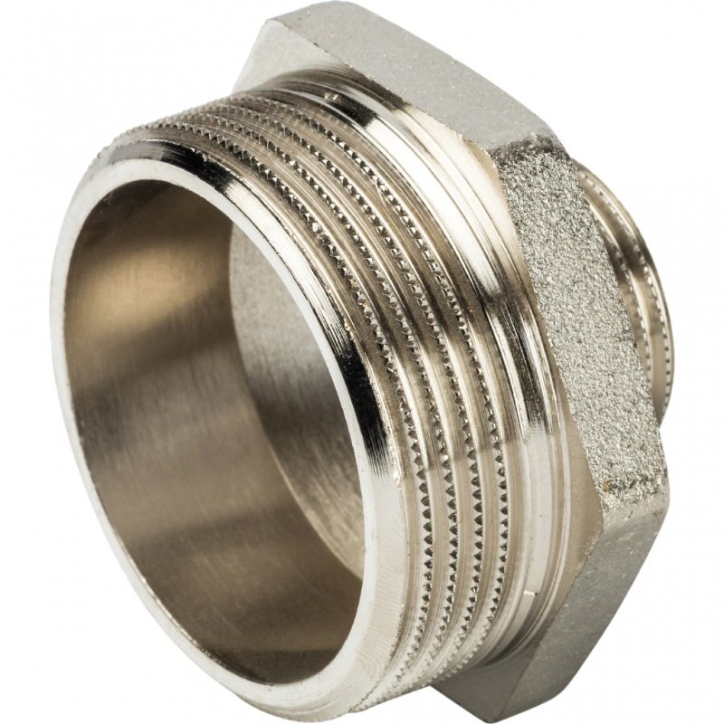 Ниппель переходной резьбовой НР 1"1/2 x 3/4" никель STOUT