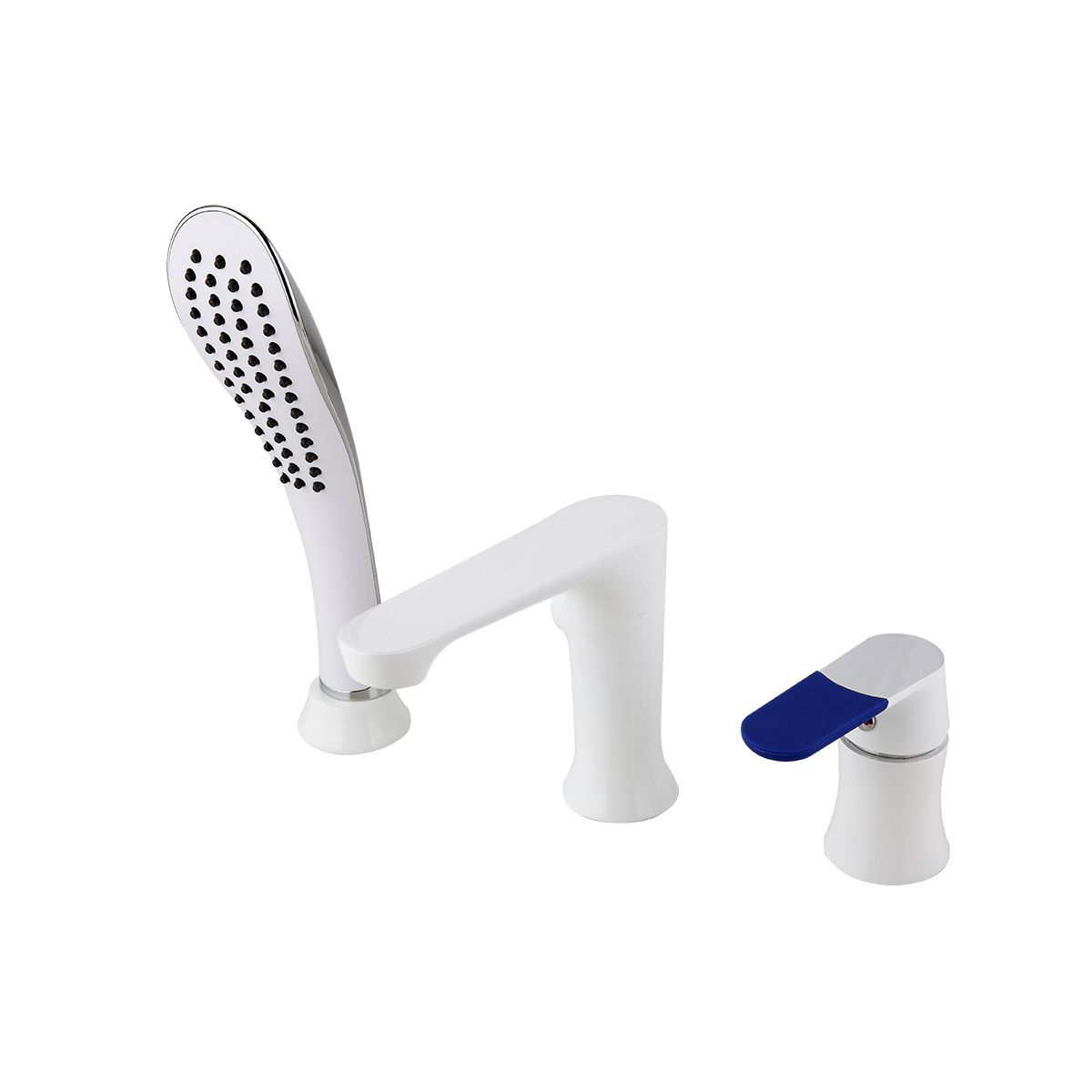 Смеситель для ванн f1134 (встраиваемый на борт) на 3 отверстия, белый/хром (1/4) "frap"