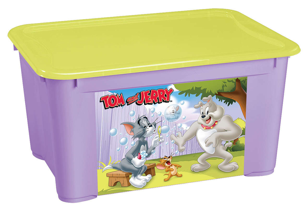 Ящик универс. с аппликацией "том и джерри" 555*390*290 мм (сиреневый) (1/6) "бытпласт"