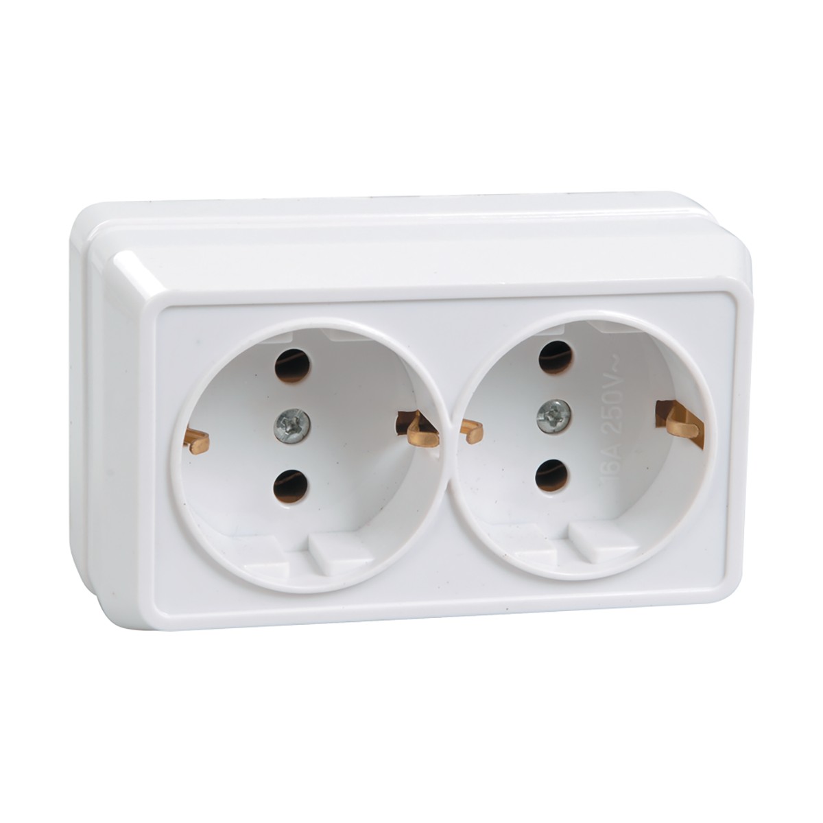 Розетка открыт. уст. "октава" 2-х местн. с заземл. рс22-3-об, 16а, белый (1/18/216) "iek"