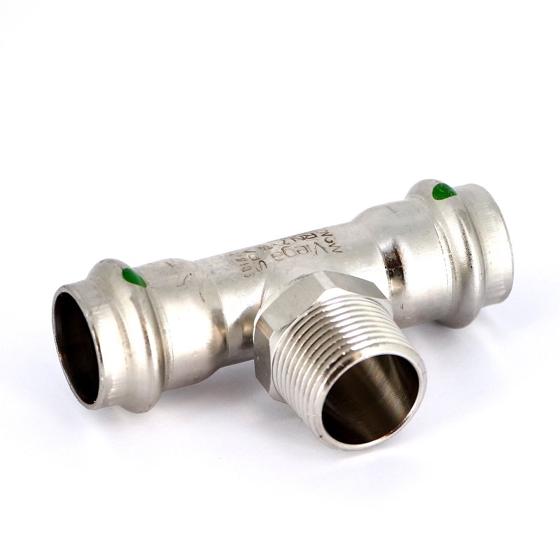 Тройник пресс-Н 22х3/4"х22 нержавеющая сталь Sanpress Inox VIEGA