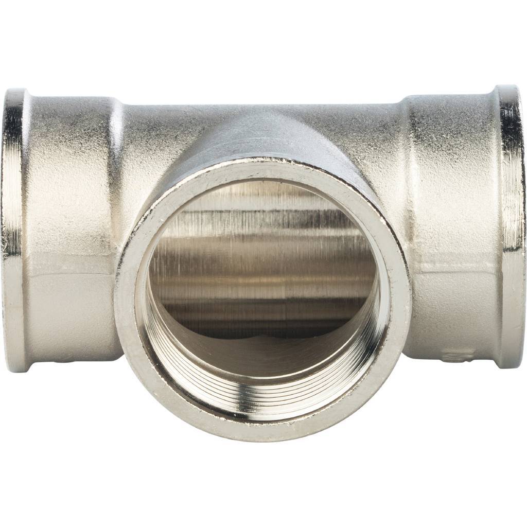 Тройник резьбовой ВР 1"1/4 никель STOUT