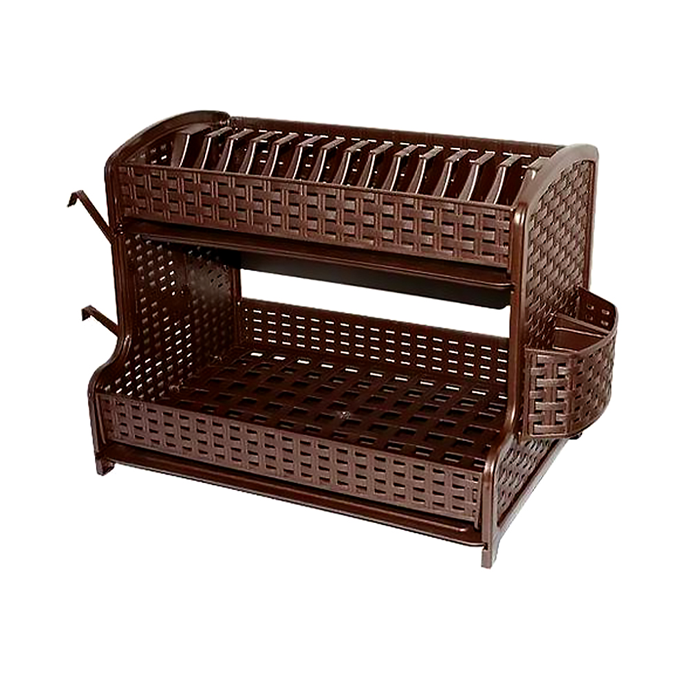 Сушилка для посуды и столовых приборов 2 яруса "ротанг" (коричневая) 52*28,5*32,5 см (1/6) "виолет"