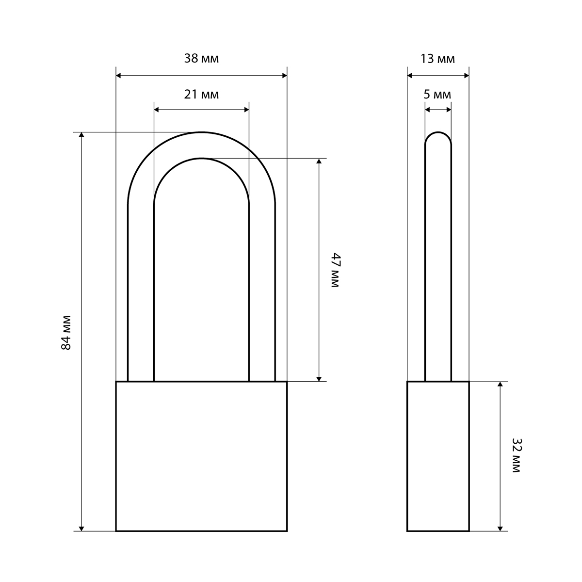 Замок навесной hg-340l  5,5 мм (3 ключа, длинная дужкка) (1/25/200) "стандарт"
