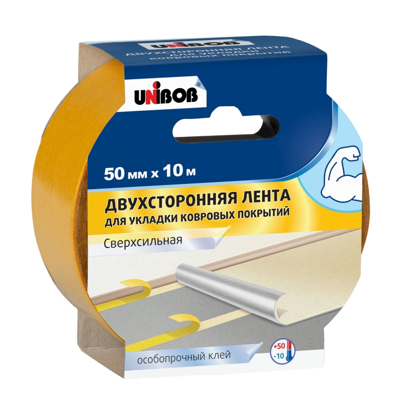 Скотч двусторонний тканевый профи для подогреваемых полов 50 мм х 10 м (30) "unibob"