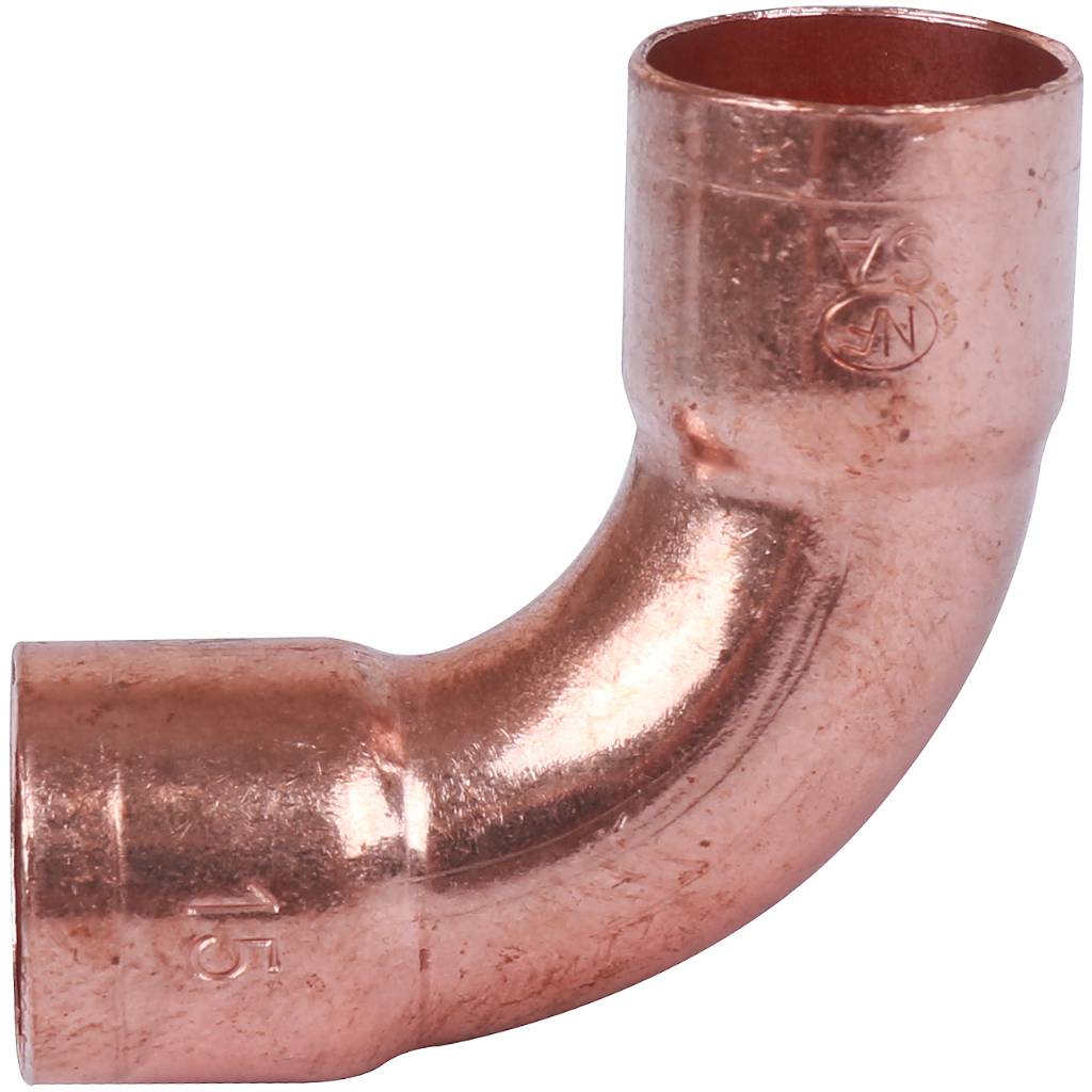 Отвод двухраструбный 15 мм / 90° под пайку медный SANHA 15002A15E