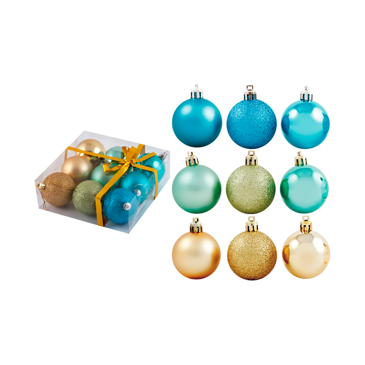 Шары новогодние "ментол" набор 9 шт. d - 6 см (1/12/24) "волшебная страна"