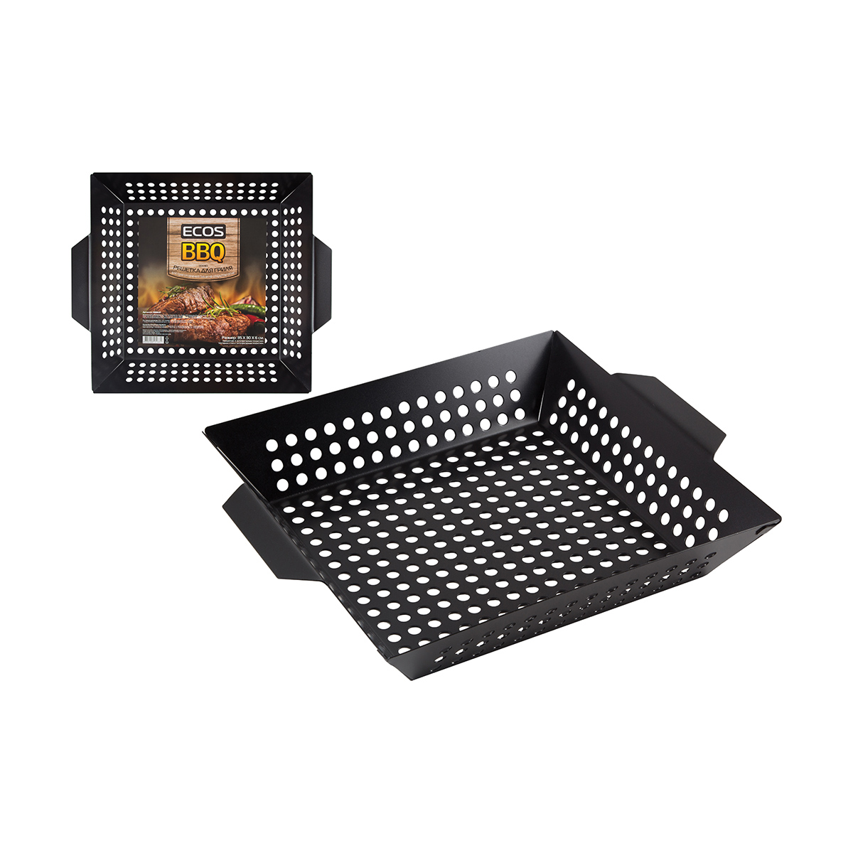 Решетка-гриль 35*30*6 см антипригарн. (1/12) "ecos" 3009d